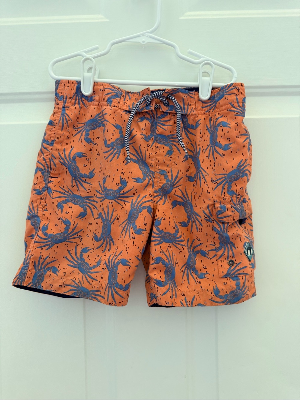 Cabana Life Orange Swim Shorts with Blue Crab Print